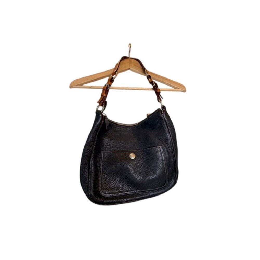 VTG Coach Pebbled Leather Shoulder Bag Black/Brass Y2K D05S-8E98 Excellent Cond.